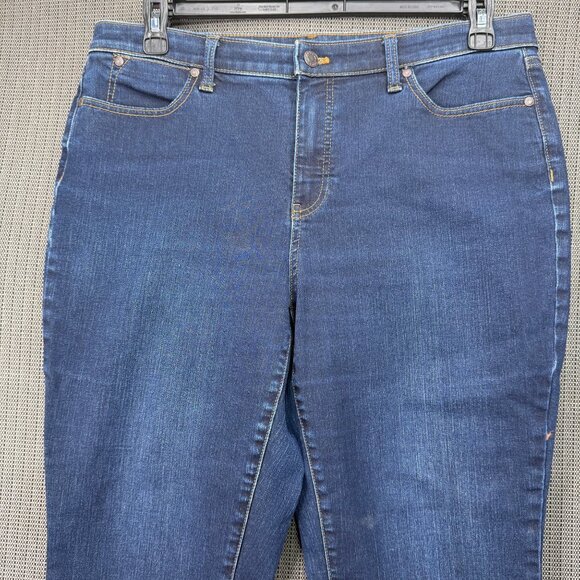 Talbots Flawless Womans Size 14P Blue Curvy Slim Ankle Capri Jeans - Picture 9 of 10